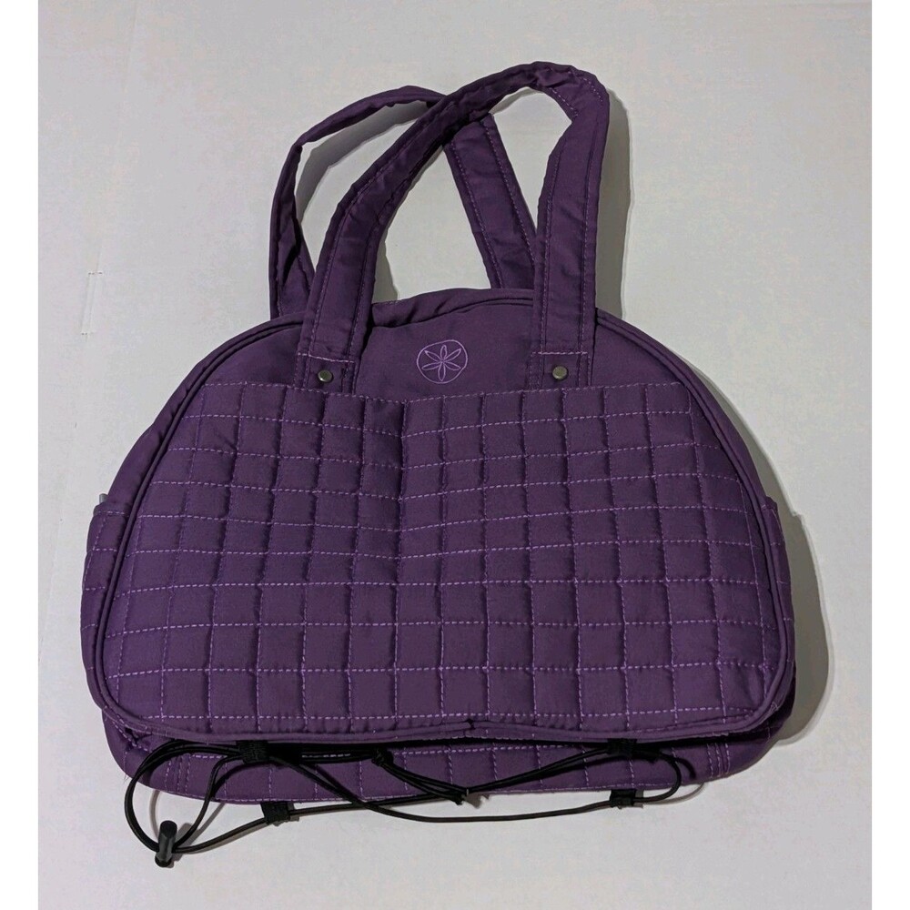 Gaiam Metro Gym Tote Bag Quilted Purple Yoga Mat Holder Carryall Travel Duffle